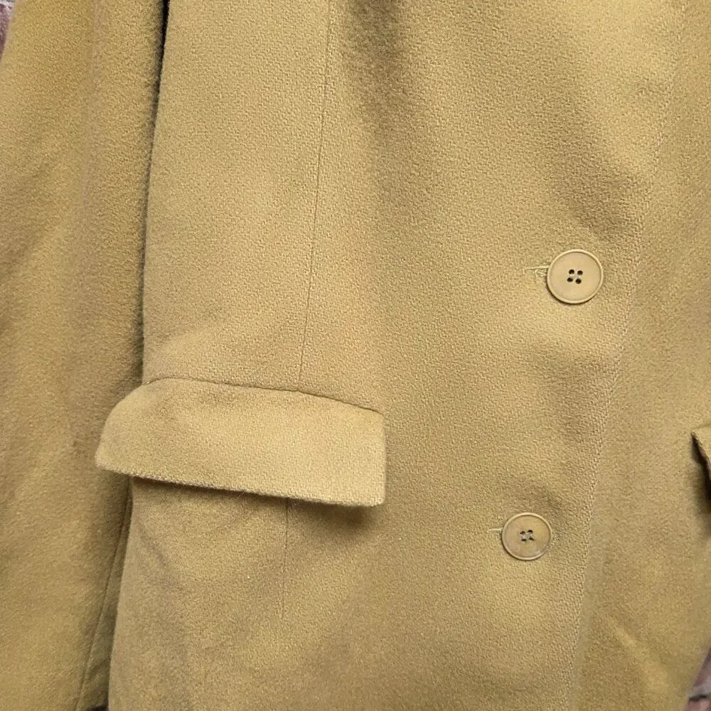 Club A Andrea Overcoat 10 | Vintage 70s Tan Wool Wide Lapel‎ Lined Quiet Luxury